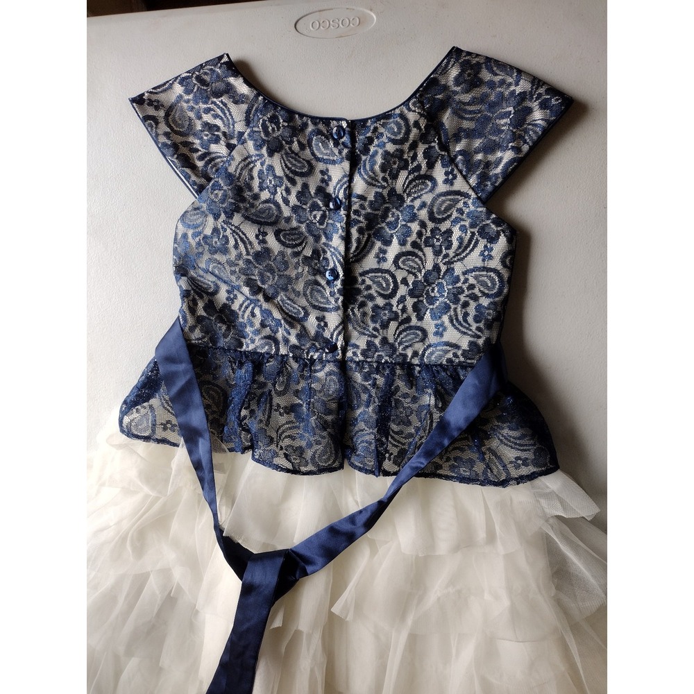 Jona Michelle girls blue white holiday dress size 12 - Picture 5 of 5
